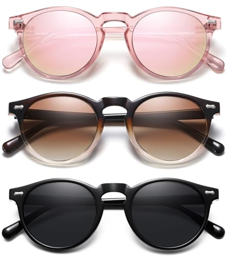 YMRFW Retro Small Round Polarized Sunglasses for Women Vintage Style Circle Sun Glasses UV Protection