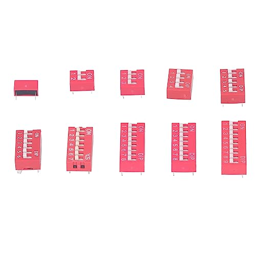 45-teiliges DIP-Schalter-Sortiment-Set, Ein-Aus-Kippschalter, 2,54 Mm, Bereich 1, 2, 3, 4, 5, 6, 7, 8, 9 P für Leiterplatten, Testplatinen, Leiterplatten