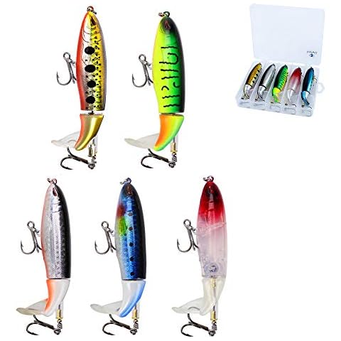 DesignSter 5Pcs Topwater Large Fishing Lure Set 15cm 36g Fishing Hook Rotating Tail Fishing Tackle Bait for Freshwater Saltwater Carp Bass Pike, etc Cover