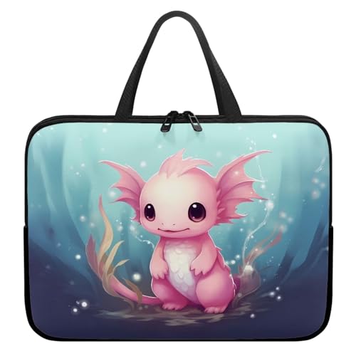 Sac de transport imperméable ordinateur motif axolotl rose