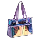 Iridescent Clear Tote Bag for Women, Waterproof Large Beach Tote Pool Swim Cruise Vacation Essentials