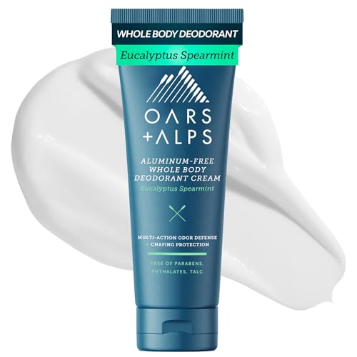 Oars + Alps Whole Body Deodorant Cream for Men & Women, Anti-Chafing and Aluminum Free Deodorant, Multi-Action Odor Defense, Long Lasting, Eucalyptus Spearmint, 2.5oz
