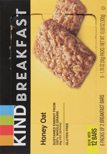 Image of KIND Breakfast Bars, Honey Oat, Healthy Snacks, Gluten Free, 100% Whole Grains, 3g Protein, 6 Count (Pack of 2)