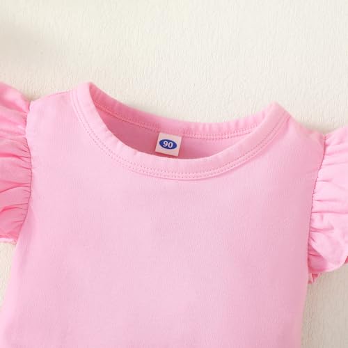 Image of LYSMuch Toddler Baby Girls T Shirt Ruffle Sleeveless Kids Cotton Tshirt Solid Color Blouse