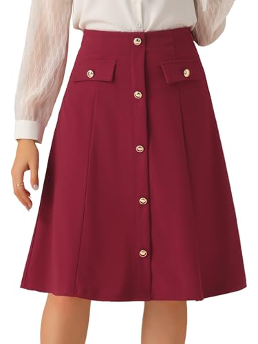 Jupe trapèze à boutons Allegra K pour femme coupe midi élégante
