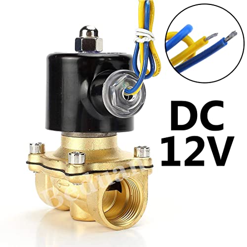 Image of Beduan Brass Electric Solenoid Valve, 1 /2 inch 12V Air Valve Normally Colsed for Water Air Gas Fuel Oil (Pack of 2)