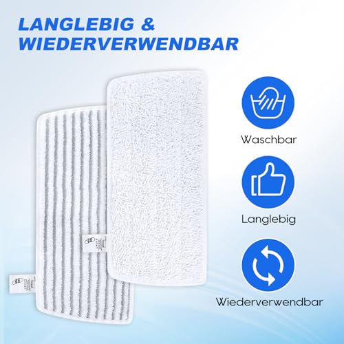 WOKEEPOW 6 Stück für Vileda Steam PLUS XXL Dampfreiniger PowerPad, Ersatzbezüge für Vileda Dampfreiniger XXL, Mikrofaser Ersatzbezug für Vileda Steam XXL, Upgrade-Material, 3 Grau+3 Weiß
