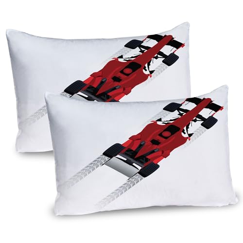 Ambesonne Cars Pillow Sham Set of 2, Formula Car on Speedway Championship Fast Performance Rally Strong Vehicle, Quality Microfiber Bedding Item for All Seasons, 30