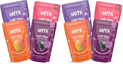 Image of Happa Fruit & Greek Yogurt Melts | 100% Fruit & Yogurt Candy for Babies, Kids & Adults | No Added Sugar, No Colours, No Artificial Flavours | Melt-in-Mouth | 8M+ | 20g Pack of 8