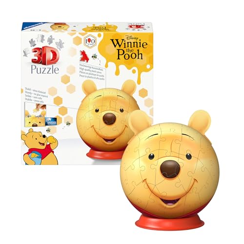 Ravensburger Winnie the Pooh with Ears 72-Piece Puzzle Ball – 3D Jigsaw Puzzle Toy for Kids & Adults, Fun and Educational Brain Teaser