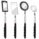 4 Pieces Telescoping Inspection Mirror Telescoping LED Lighted Flexible Inspection Mirror Mirror Inspection Tool for Checking Observing Vehicle Small Parts (Classic Style)