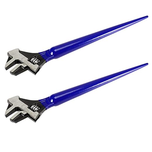 PINGEUI 2 PCS 16 Inches Spud Wrench, Heavy Duty Forged Adjustable Spud Wrench, Metric Scale Marked Construction Wrench with Hammer Head and Pipe Wrench Function