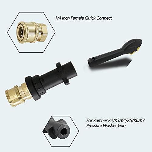 Qooltek Pressure Washer Adapter, to 1/4'' Quick Connect Fitting for Karcher K2-K7 Series, with 5 Power Washer Nozzle Tips Multiple Degrees, 2.5 GPM