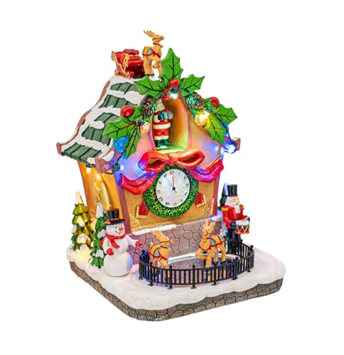 FG Square Holiday Cuckoo Clock Santa Reindeer LED Lighted Animated