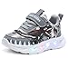 XSportmode LED leuchtende Kinderschuhe, Frühling und Herbst Turnschuhe Jungen Dinosaurier 1-6 Jahre alt Blink-Sneaker for drinnen und draußen(Gray,25 EU)