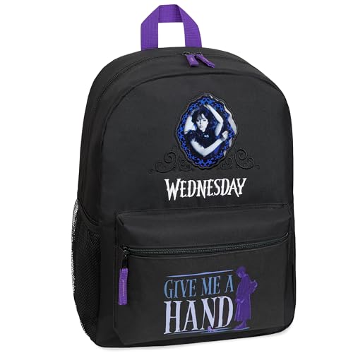 Wednesday Zainetti per Bambini, Zaino Mercoledi Addams Bambina Scuola Elementare Media Bambina Ragazza 37 cm (Nero/Blu)