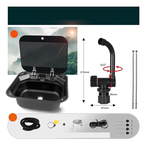 Évier de camping-car carré inox bac de lavage compact pour cuisine de fourgon aménagé