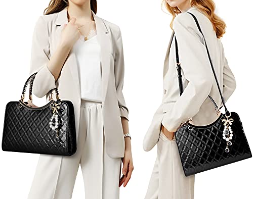 Image of TIBES Shiny Patent Leather Women Purses Satchel Handbags Ladies Fashion Top Handle Handbags Crossbody Shoulder Bags