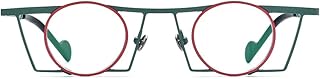 FONEX Pure Titanium Glasses Frame Men Square Frame Round Lens Eyeglasses Women Eyewear F85750 (F85750 Green Red)
