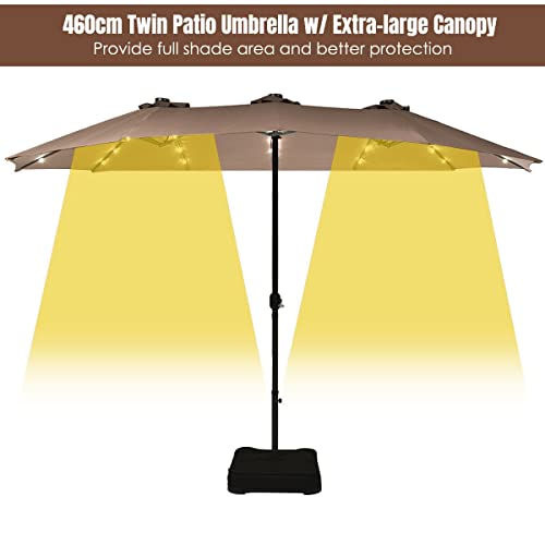 Sombrilla doble solar 4.6m con 36 LED para terraza exterior y jardín grande 2