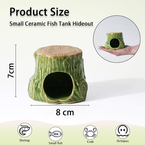Image of Ceramic Aquarium Decor Natural Tree Green Betta Fish Tank Cave