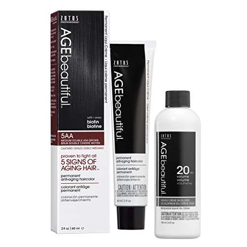 Image of AGE beautiful Permanent Hair Color Cream, 100% Gray Coverage Hair Dye with Biotin Anti-Aging Formula for Fuller, Thicker Hair, Professional Salon Quality