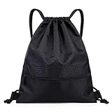 [XADMIN] ナップサック ジムサック プールバッグ ナップザック 防水バッグ ジムバッグ 防水ばっくバッグ 水着入れるバック 軽量 巾着袋 乾湿分離 大容量 折り畳み収納 チャックあり ブラック