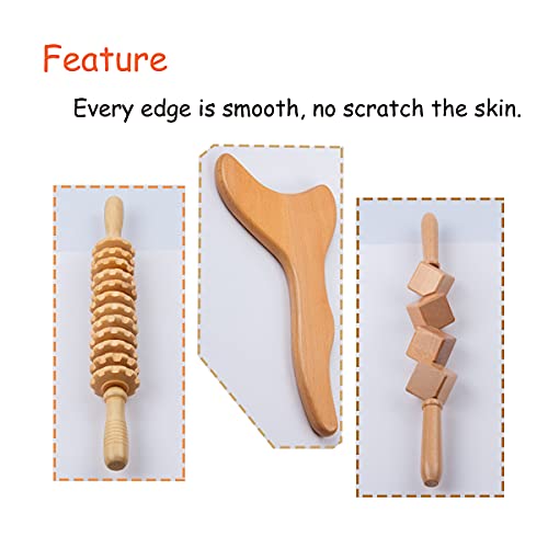 Wood Therapy Massage Tools, 3 Pcs Set For Wooden Lymphatic Drainage Tool, Maderoterapia Kit, Maderotherapy Colombiana, Anti Cellulite Massage Set, Roller Lymphatic Drainage Tool, Body Sculpting Tool #TOP6