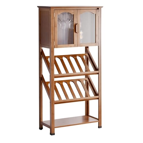 Gabinete para vino con puerta de vidrio y compartimentos