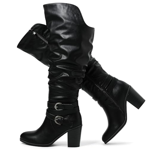 Luoika Women's Extra Wide Calf Knee High Boots, Wide Width Slouchy Knee-High Boots.