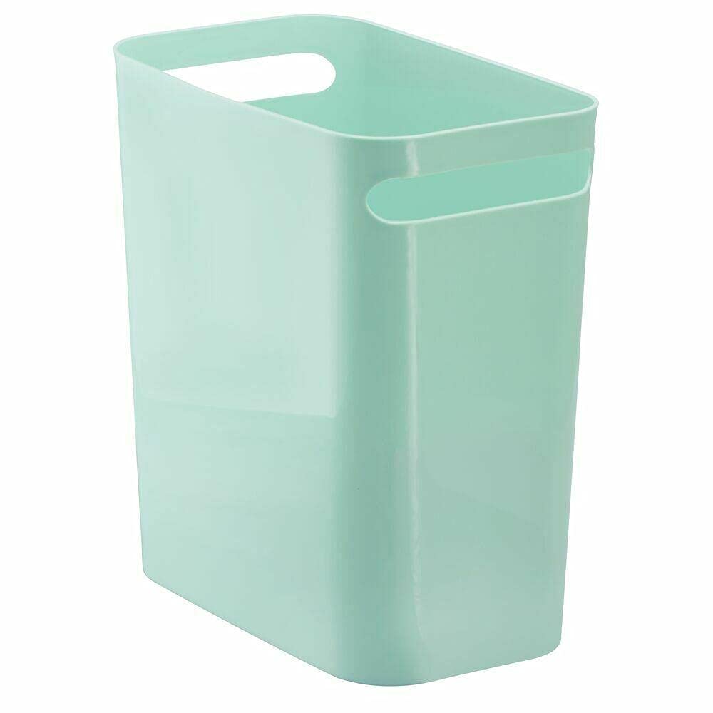 Slim Plastic Trash Can Garbage Wastebasket, 12" High Mint Green