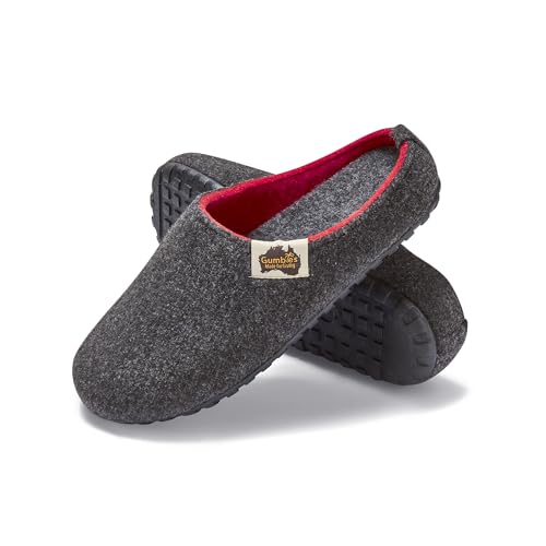 Gumbies Outback Slippers - Charcoal & Red (Womens 7/Mens 6 | EU 38)