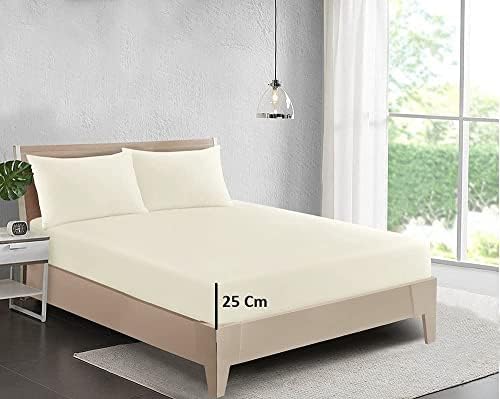 25Cm Deep Fitted Sheet | Poly-Cotton Luxury Bedding Sheet | Easy Care Non-Iron Fitted Bedsheet with Elastic Corners - Machine Washable, Breathable (Plum, Small Double 4FT)