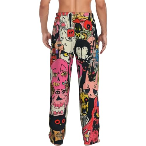 Yellow Dragon Scale Loose Comfortable Pajama Pants For Men With Elastic Waistband Lounge Pants Black3