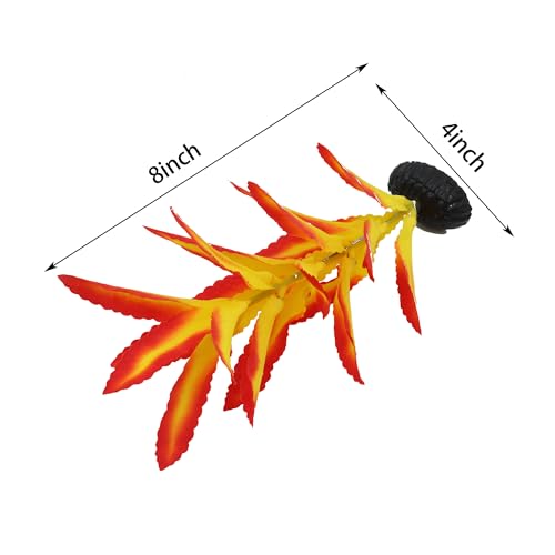 Image of Silk Aquarium Plants for Betta Fish Tank, 2 Pcs 7.8 Inch Small Silk Aquarium Plant Aquatic Water Grass Decoration (Yellow-Red, 8 Inch)