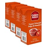 Capricho Andaluz - Tomate Triturado Natural Brik 500 g - Sabor Puro y Fresco, Sin Conservantes, Listo para Salsas, Guisos, Sopas y Recetas Caseras (Paquete de 4)