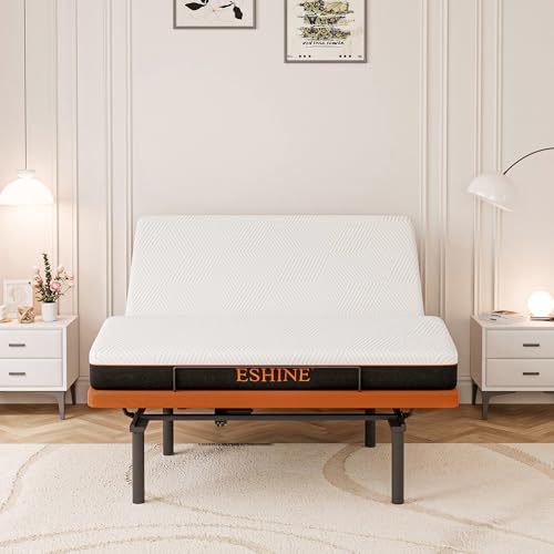 Image of ESHINE Adjustable Bed Frame with Mattress - 8 Inch Gel Memory Foam Mattress(Medium-Firm), Bluetooth APP Control, Wireless Remote, Zero Gravity, Anti Snore, Head and Foot Incline, Queen, 2000 Series