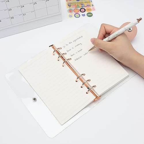 Classeur A6 transparent anti-perte de notes avec fermeture pression