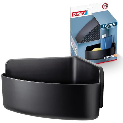 tesa Lavaa Eck-Duschkorb M, schwarz matt - Duschablage zur Wandmontage ohne...