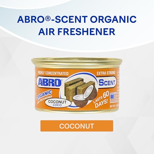 Image of ABRO Car Air Freshener Cans: Spill Proof Air Fresheners for Home, Office, or Car Accessories, Lasts Up to 60 Days - 3 Pack Coconut Scent