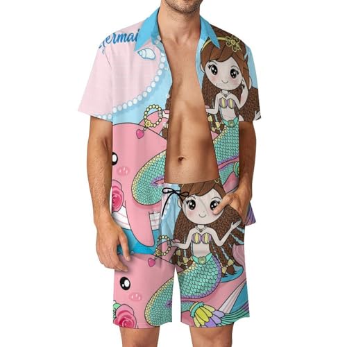 Chemise Hawaïenne Homme Ensemble Léger et Respirant avec Short et Pantalon S