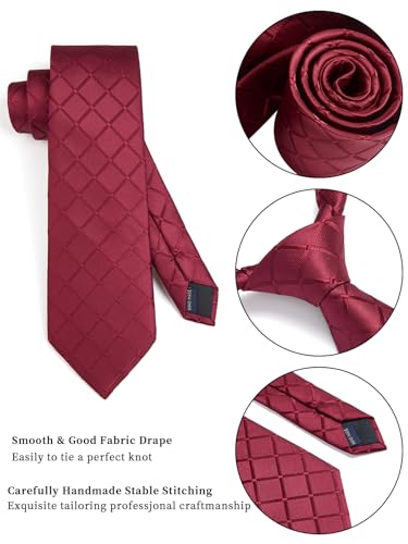 Image of HISDERN Mens Ties and Pocket Square Set Business Elegant Ties for Men Classic Lot 3 Pcs Wedding Party Neckties & Handkerchief