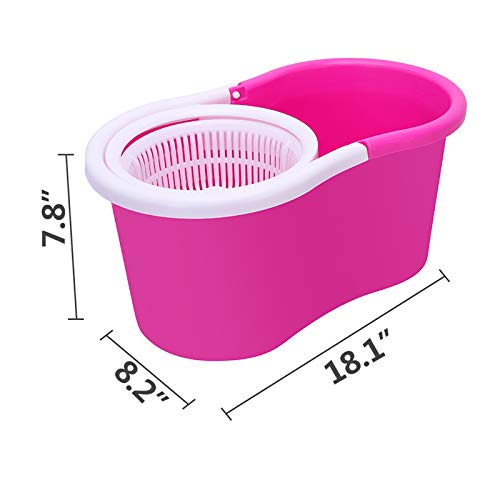 360-Degree Spin Mop And Bucket Set With 2 Microfiber Mop Pads Self,Mop Floor Cleaning System With Wringer For Floor Cleaning (Pink) #TOP6