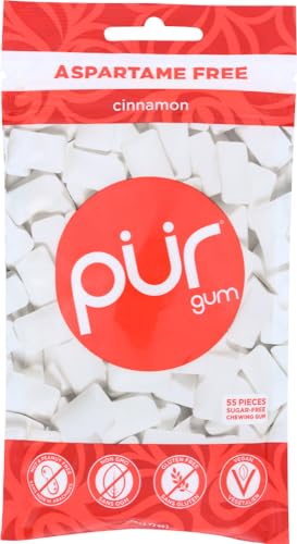 Pur Gum Cinnamon Gum, 80 Gram - 57 pieces per pack - 12 packs per case.