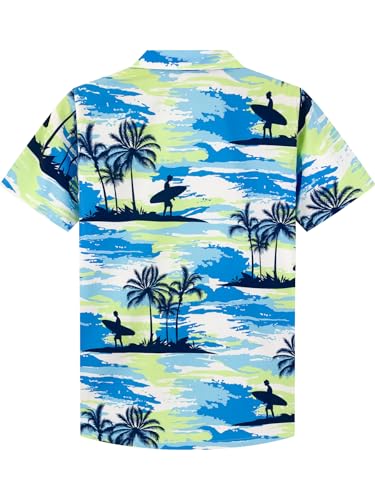 Boy's Hawaiian Shirts Short Sleeve Button Down Dress Shirt,Kids Summer Beach Hawaiian Shirts for 4-15 Years2