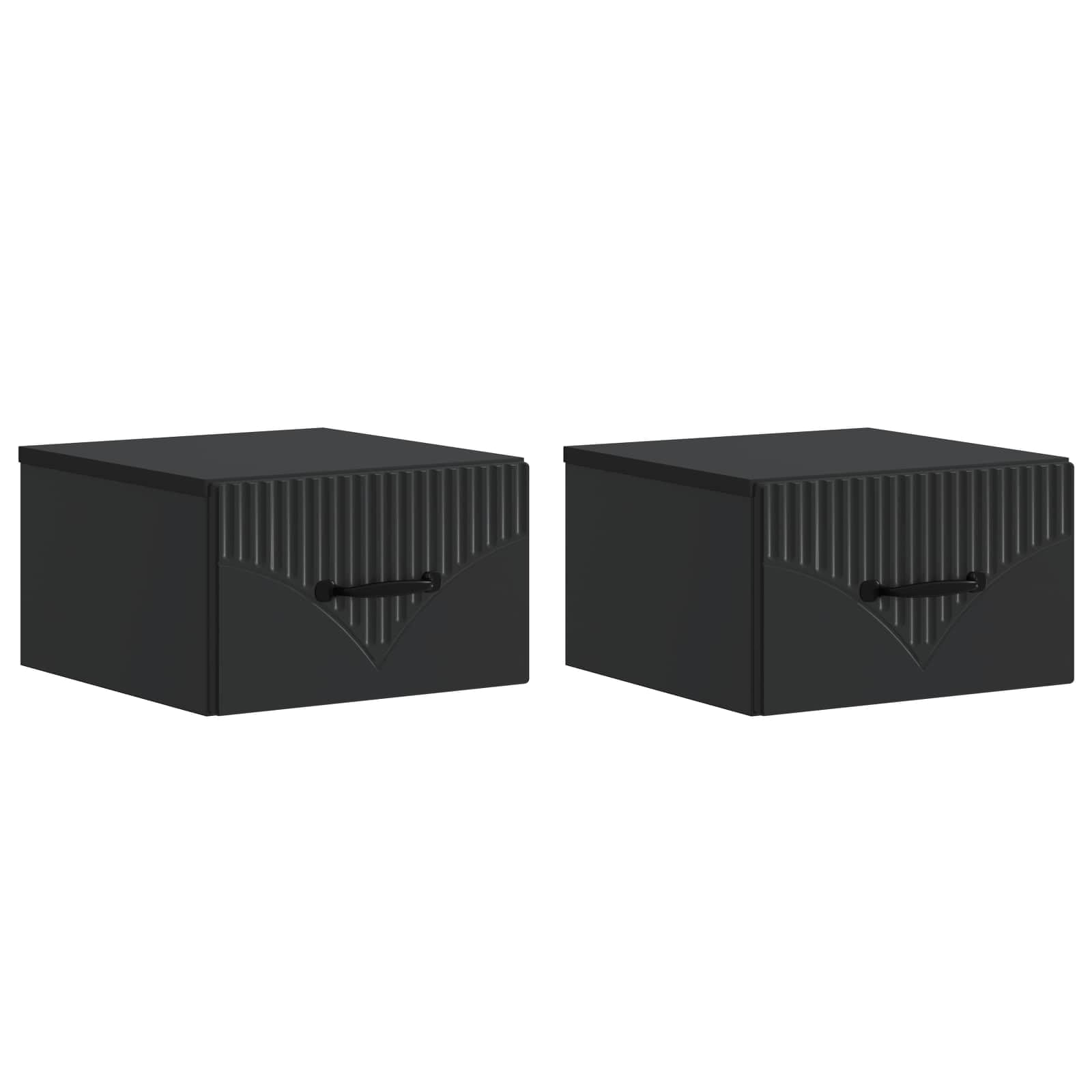 Cabinet de chevet mural noir en bois 34,5x33x20 cm lot de 2 pour un rangement de chambre chic