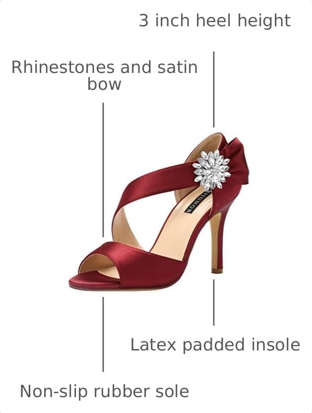 Image of ERIJUNOR High Heel Party Sandals For Woman Open Toe Stiletto Bow Shoes Wedding Evening Dress Shoes for Dancing