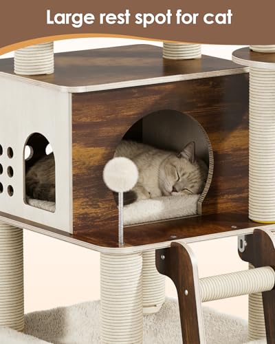 Torre moderna para gatos 60.3 pulgadas multi-niveles miniatura 3