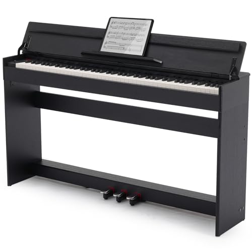 MUSTAR Digital Piano 88 Weighted Keys for Beginners, Full-Size 88 Key Piano Keyboard Semi Weighted, Electric Piano Keyboard 88 Keys with 3 Pedals, USB/MIDI, Wireless Connection (Black)