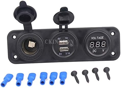 Davitu Cables, Adapters & Sockets - 20Pcs/Lot 12V 24V USB Socket Splitter 3 in 1 Car/Boat/Phone Charger Digital Voltmeter Digital Moto Socket Car Cigarette Lighter - (Color Name: Green 3.1A)